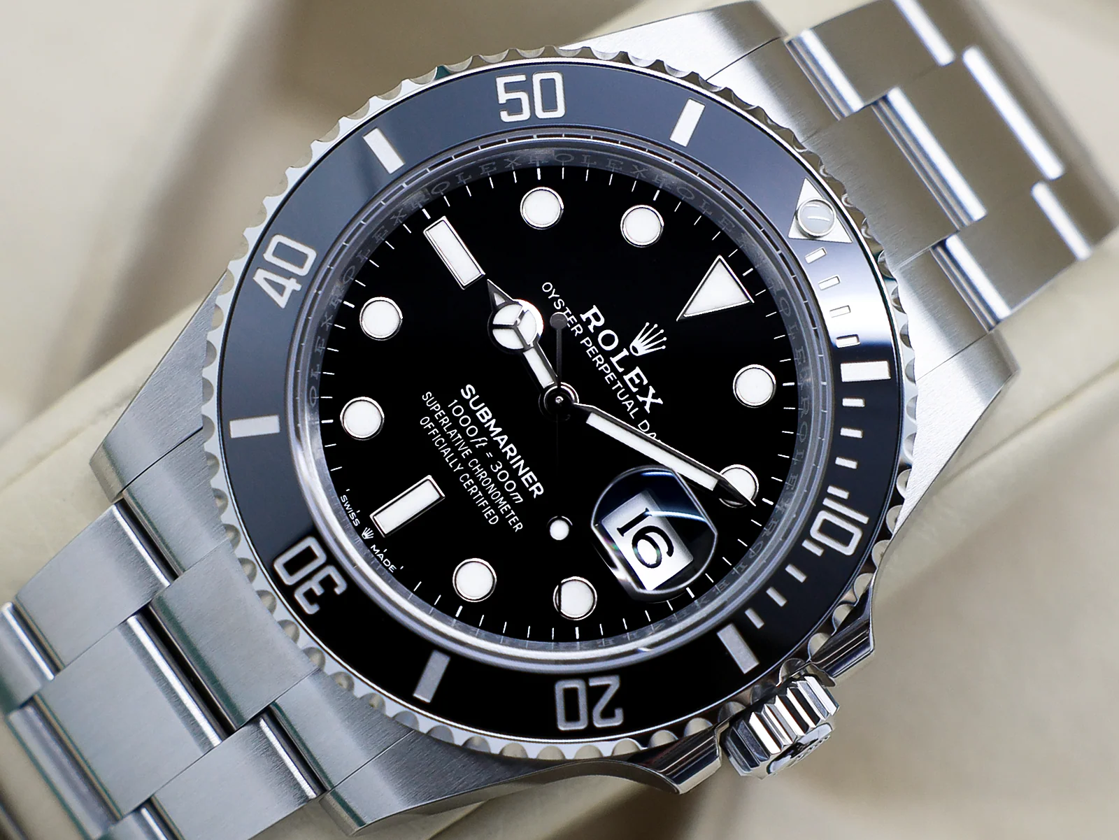 Rolex Submariner 126610LN Angle View Rolex Submariner 126610LN angled dial view