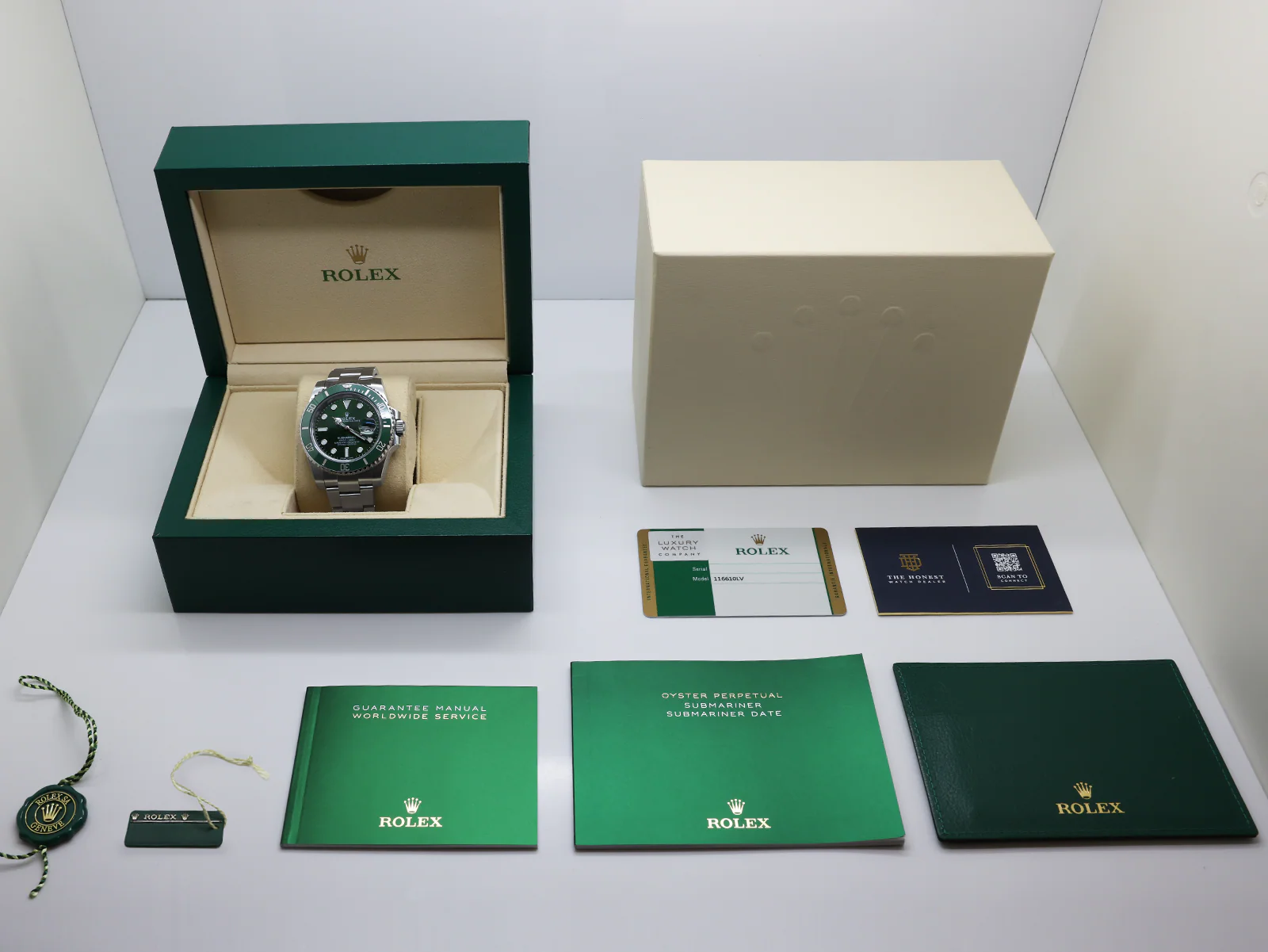 Rolex Submariner Date 116610LV “Hulk” 40mm Stainless Steel Green Dial – 2015 Full Set 7 Rolex Submariner Hulk stainless steel caseback
