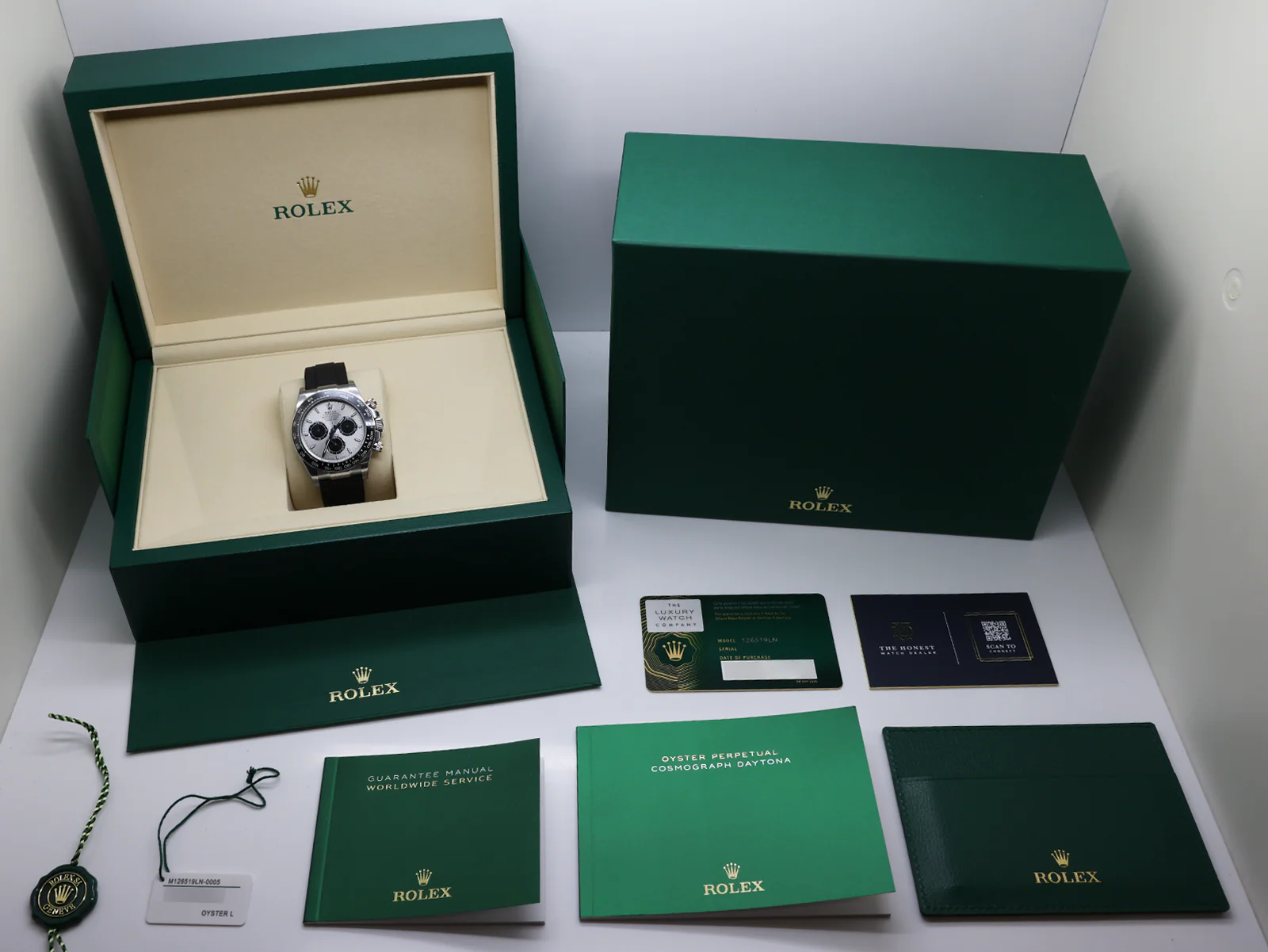 Rolex Daytona Ghost 126519LN White Gold Oysterflex Grey Dial – Unworn 2026 Box & Papers 10 Rolex Daytona 126519LN Ghost angled view