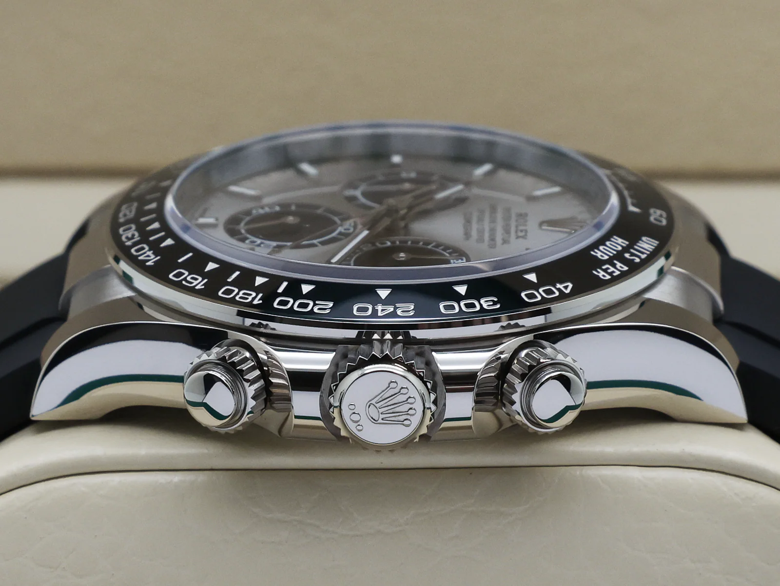 Rolex Daytona Ghost 126519LN White Gold Oysterflex Grey Dial – Unworn 2026 Box & Papers 6 Rolex Daytona clasp detail