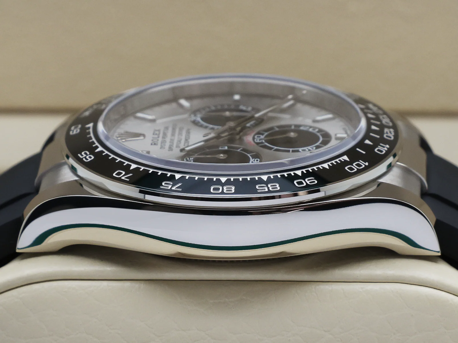 Rolex Daytona Ghost 126519LN White Gold Oysterflex Grey Dial – Unworn 2026 Box & Papers 5 Rolex Daytona crown detail