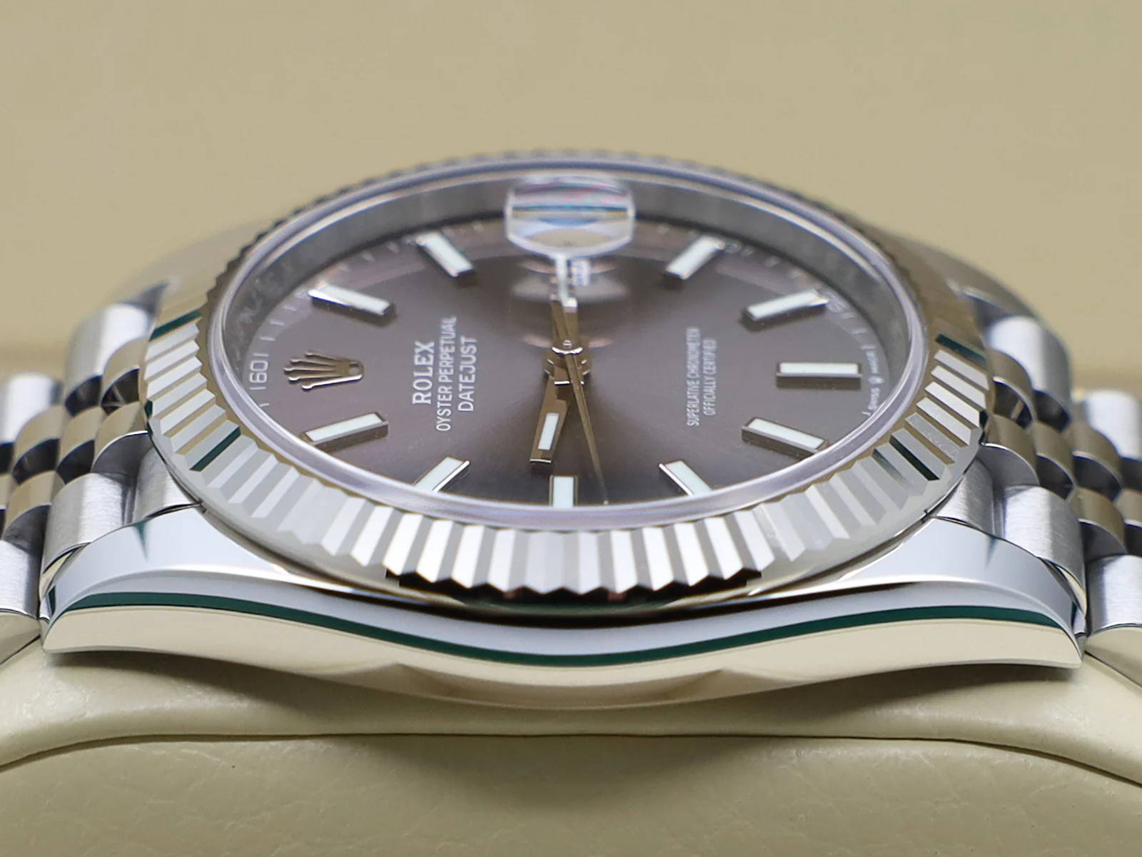 Rolex Land-Dweller 127234 36mm Stainless Steel White Honeycomb Dial – Unworn 2026 Box & Papers 4 Rolex Land Dweller crown detail