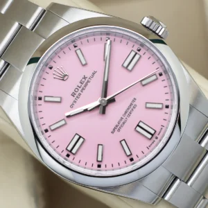 Rolex Oyster Perpetual 41 candy pink dial front view