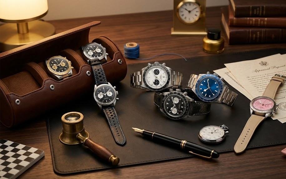 Best Tudor Black Bay Chronograph references on a luxury collector desk